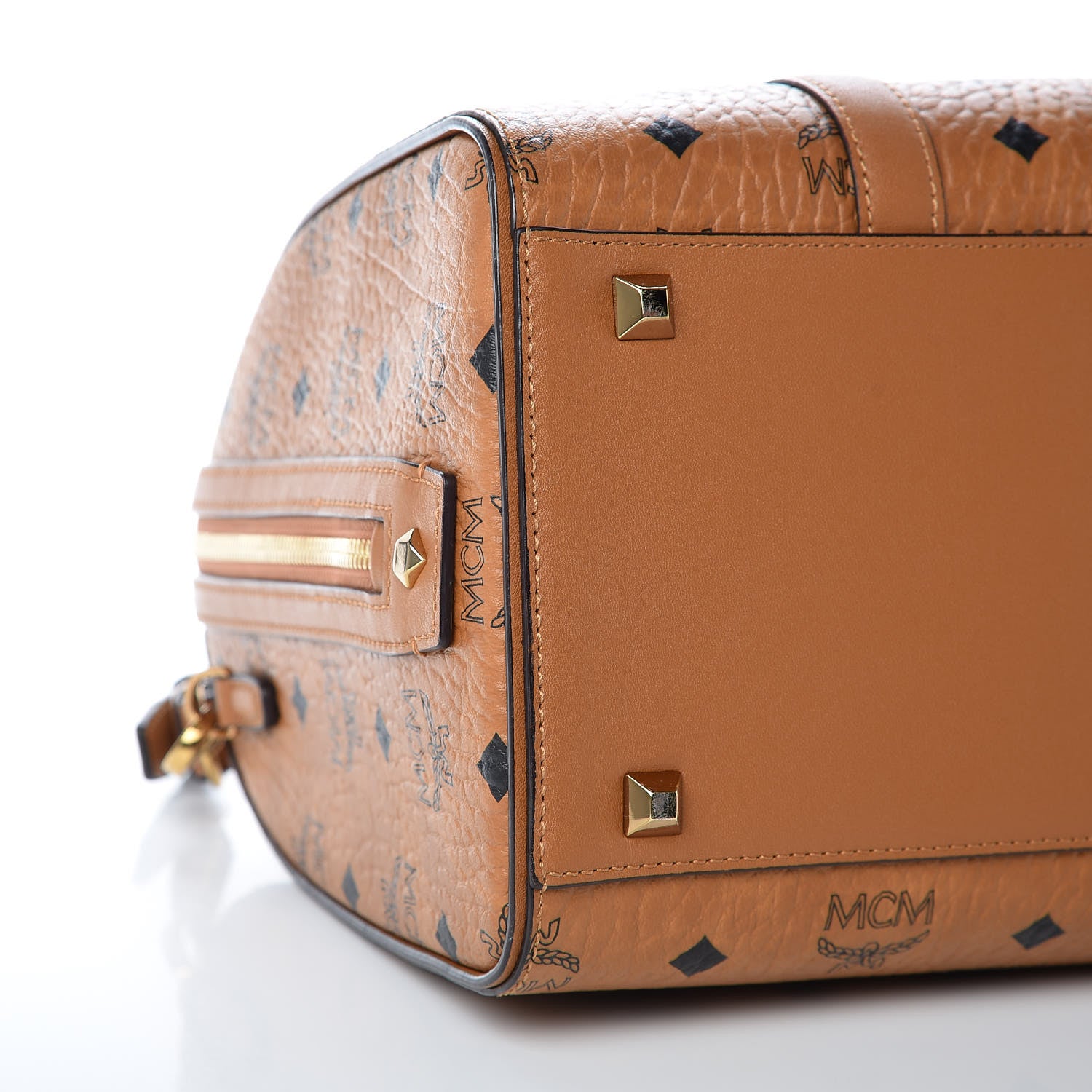 MCM Visetos Medium Boston Bag Cognac 7 of 11
