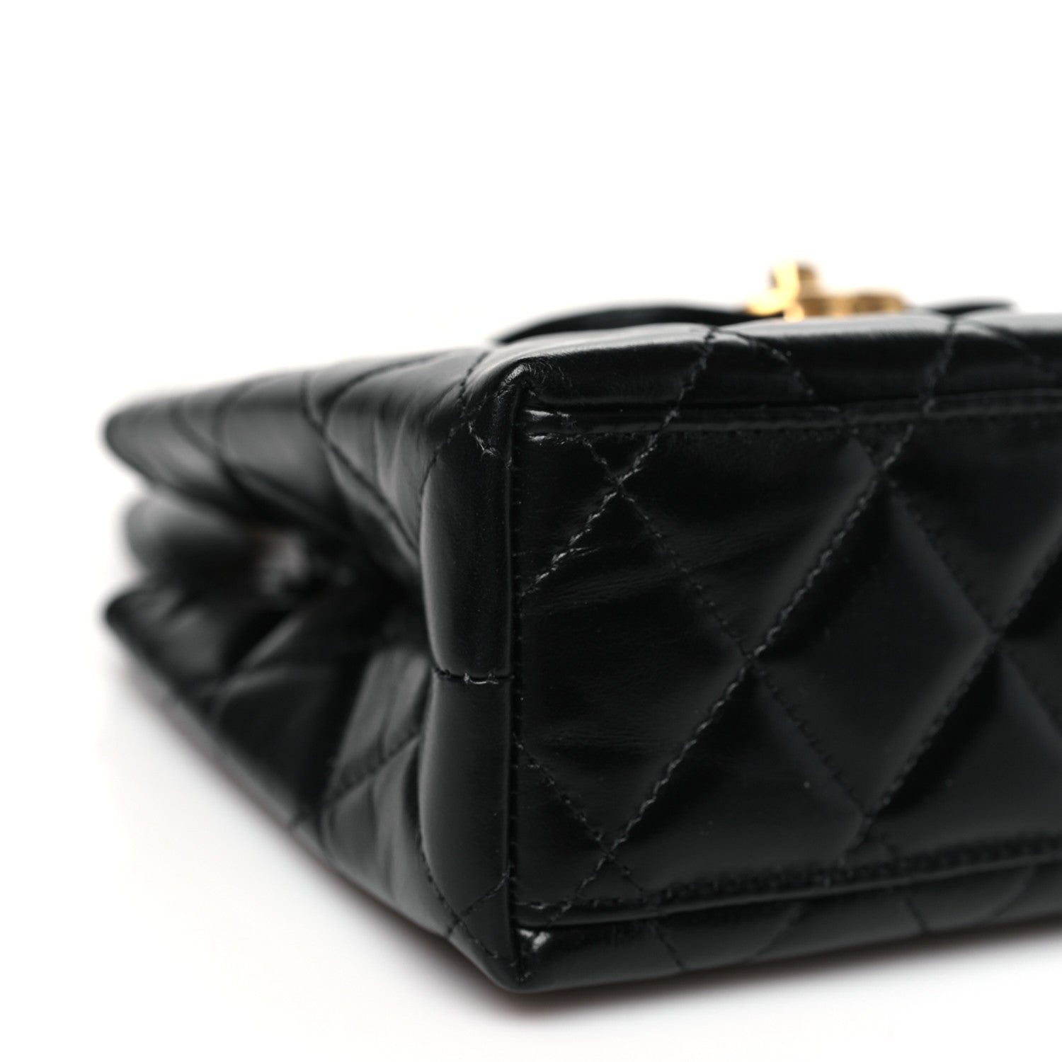 Chanel Shiny Aged Calfskin Quilted Nano Kelly Shopper Black 9 of 11