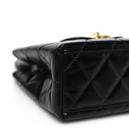 Chanel Shiny Aged Calfskin Quilted Nano Kelly Shopper Black 9 of 11