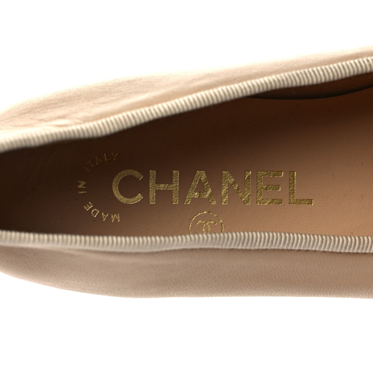 Lambskin Cap Toe CC Ballerina Flats 36.5 Beige Black