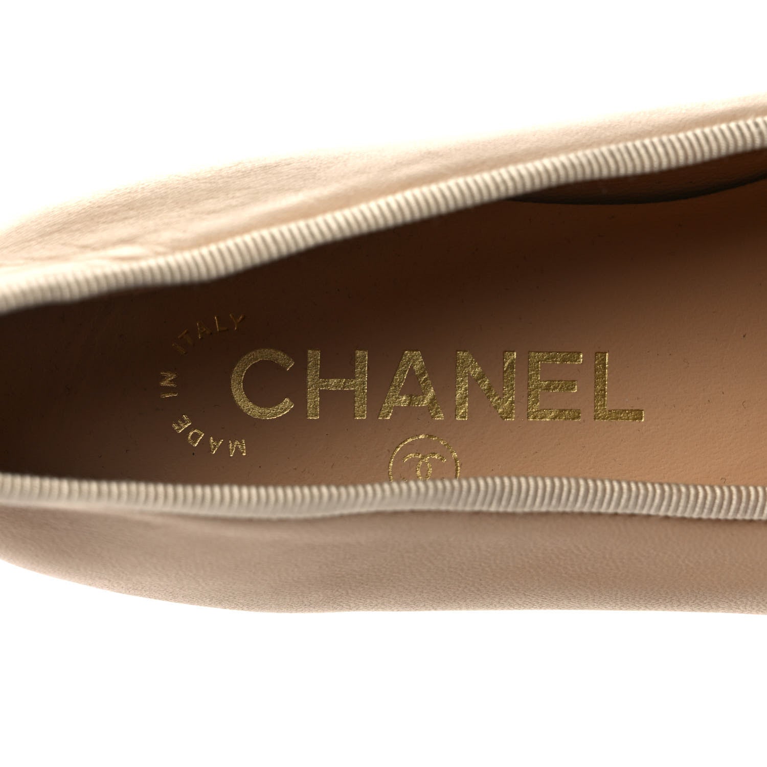 Chanel Lambskin Cap Toe CC Ballerina Flats 36.5 Beige Black 7 of 8