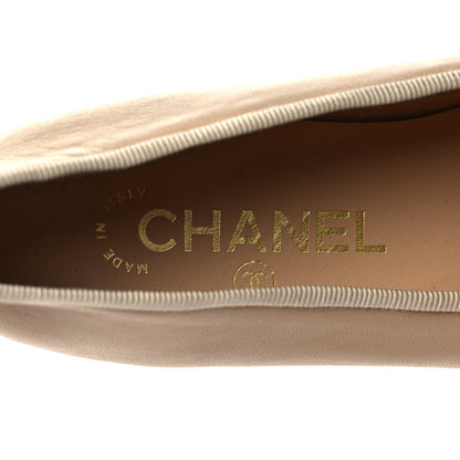 Chanel Lambskin Cap Toe CC Ballerina Flats 36.5 Beige Black 7 of 8