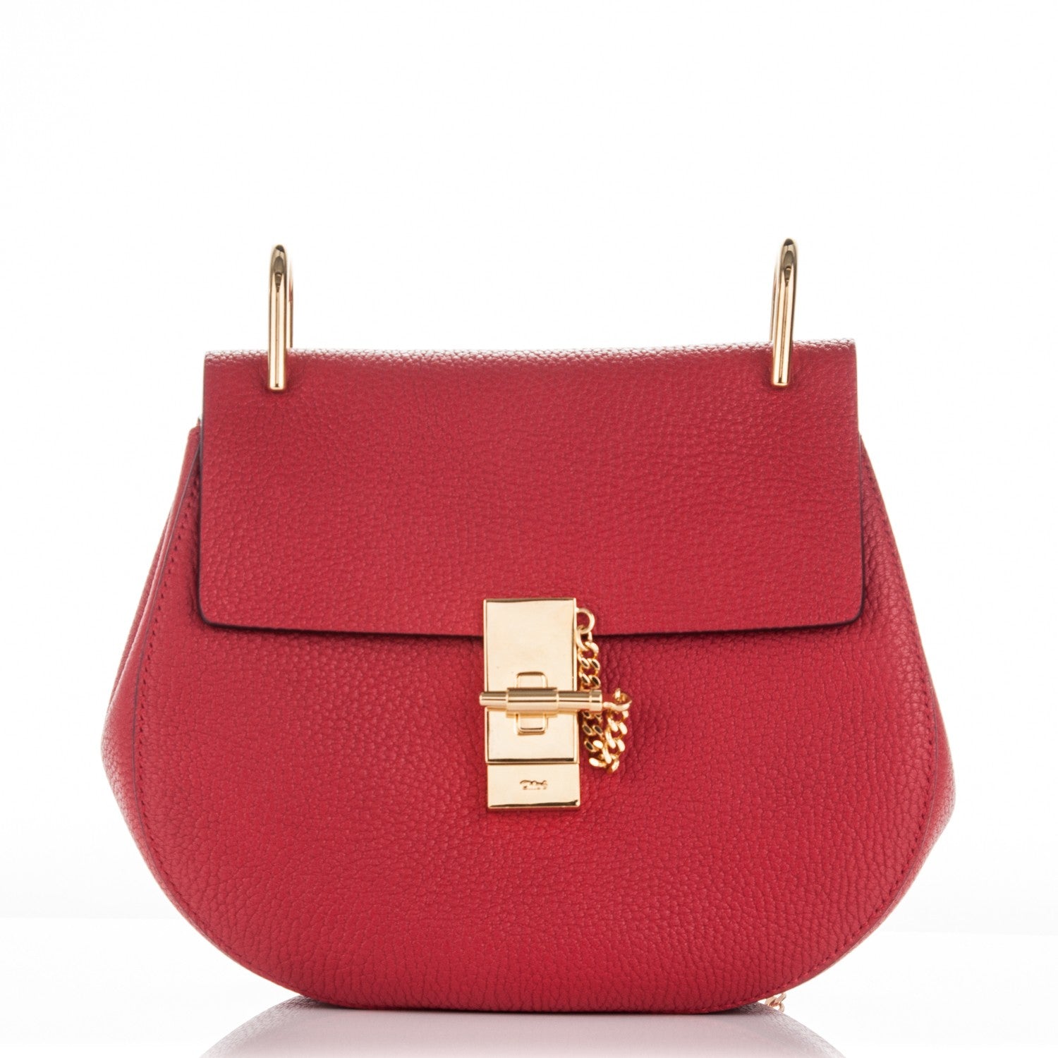 Chloe Grained Lambskin Drew Shoulder Bag Plaid Red 1 of 7