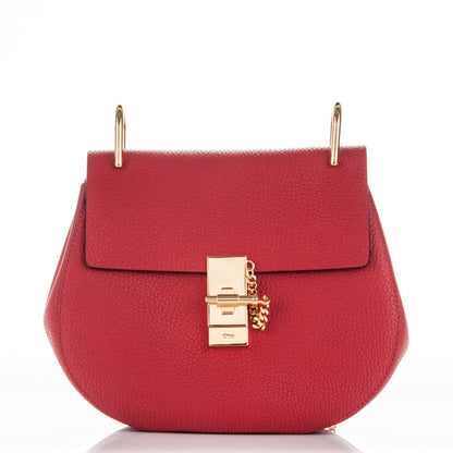 Chloe Grained Lambskin Drew Shoulder Bag Plaid Red 1 of 7