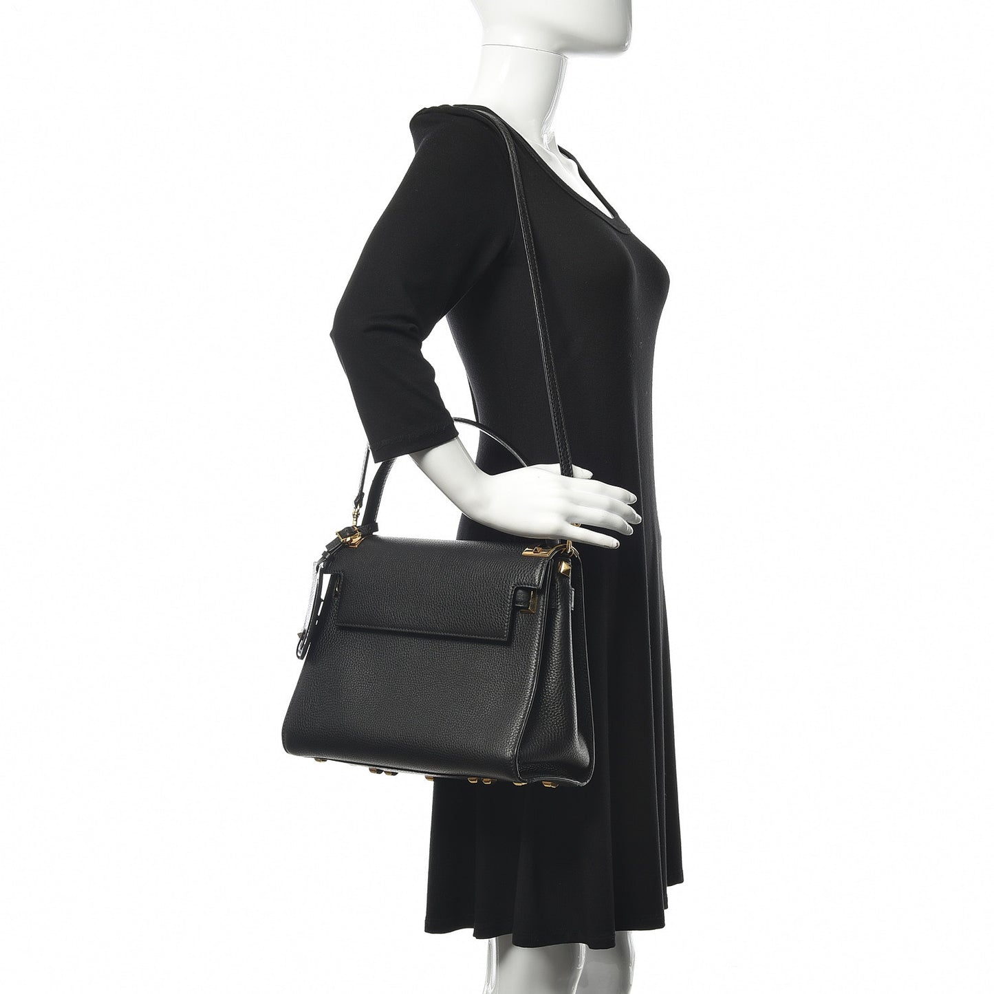 Pebbled Calfskin Medium My Rockstud Frame Bag Black