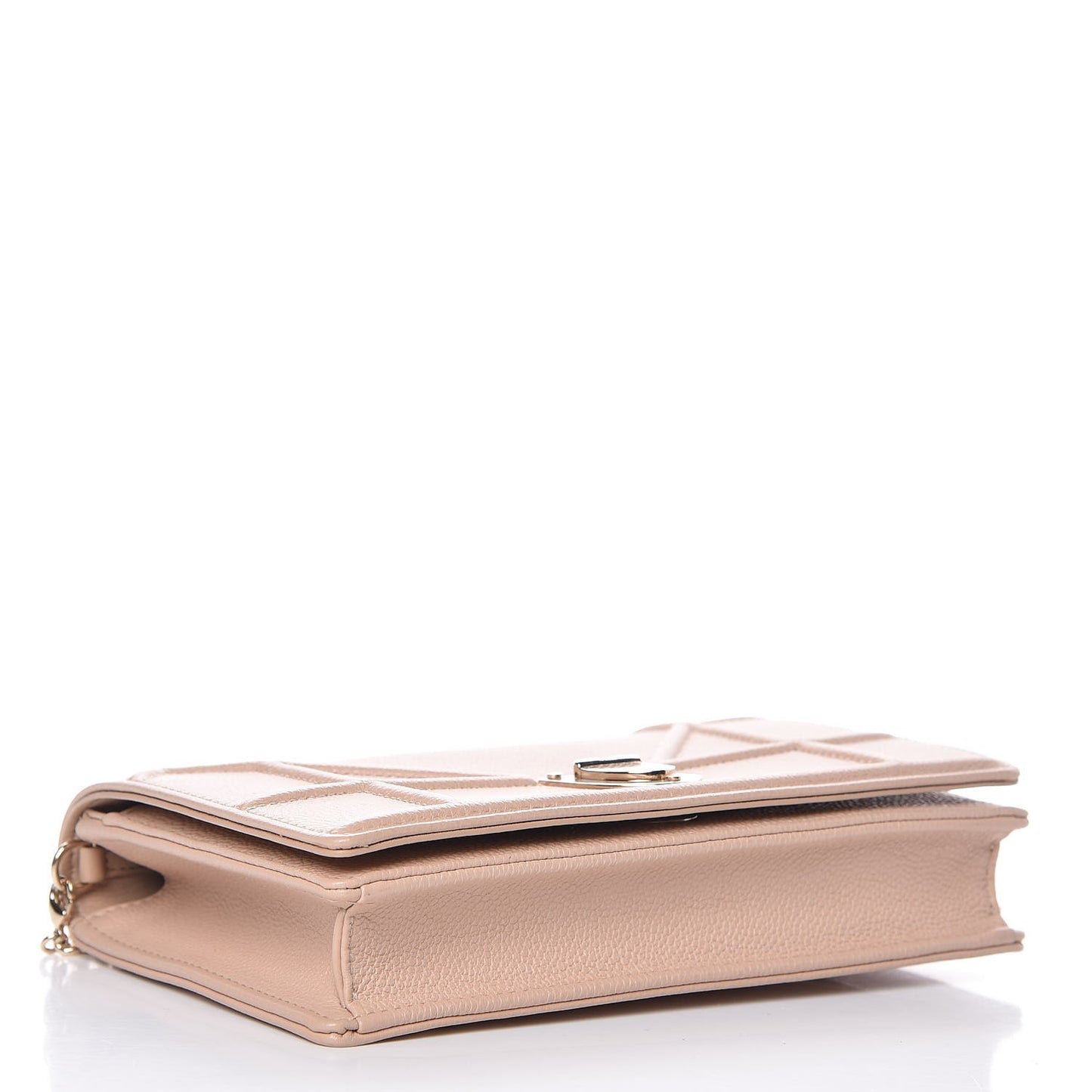 Grained Calfskin Diorama Wallet on Chain Pouch Nude