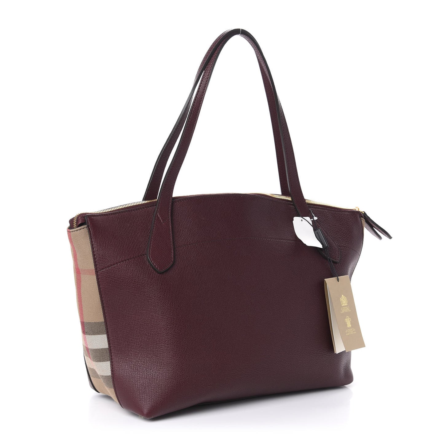 Derby Calfskin House Check Medium Welburn Tote Mahogany Red