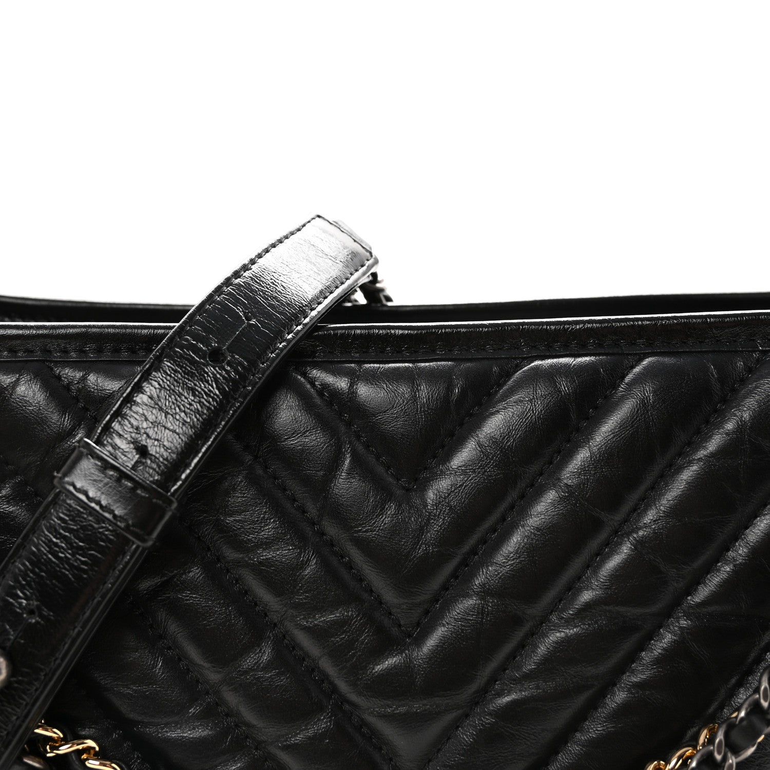 Chanel Aged Calfskin Chevron Quilted Medium Gabrielle Hobo Black 8 of 10