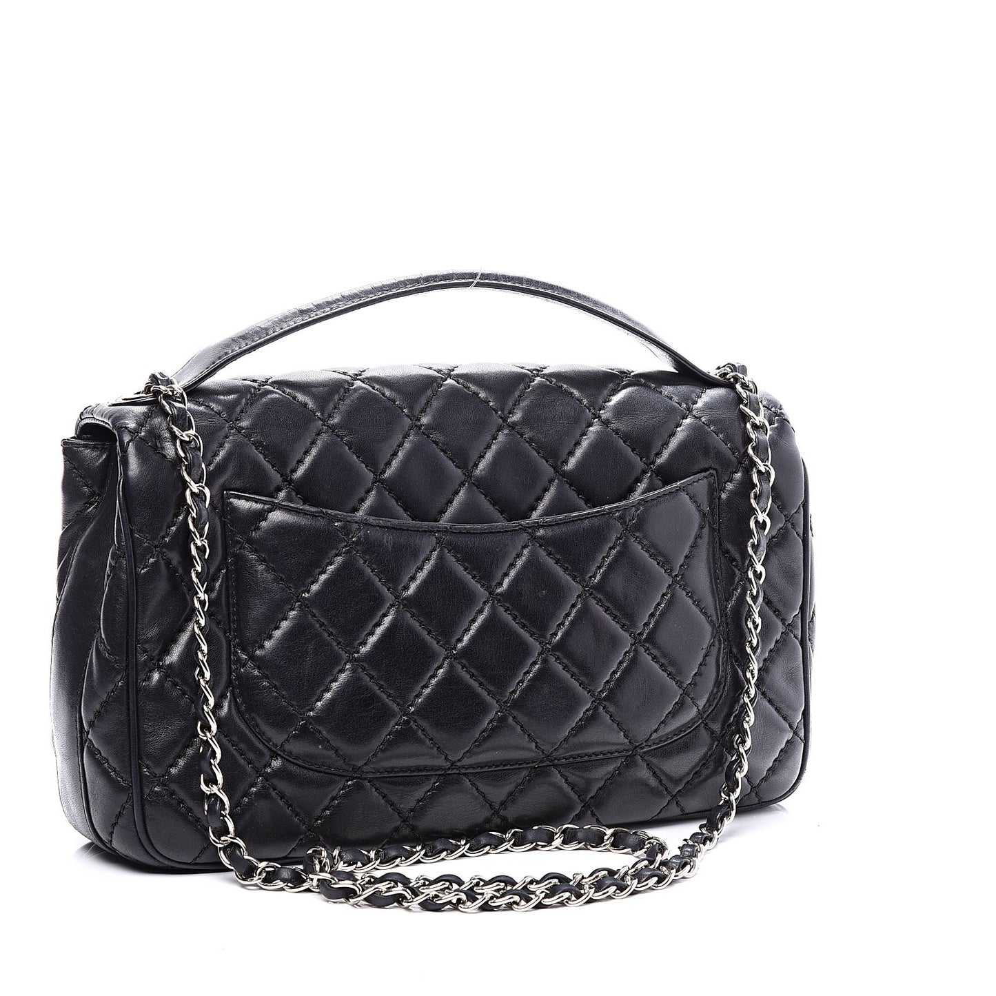 Lambskin Quilted Jumbo Easy Carry Flap Black