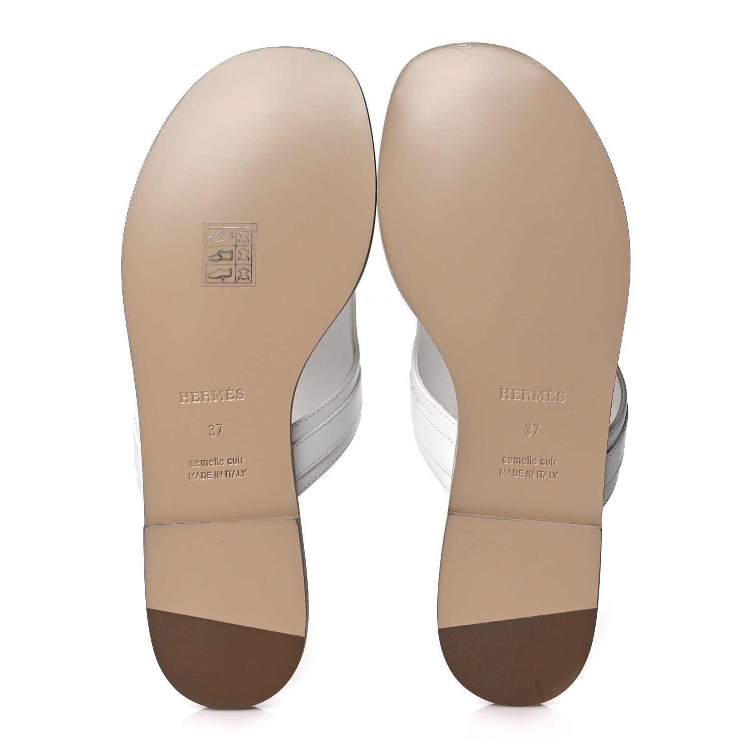 Hermes Calfskin Womens Elixir Sandals 37 White 5 of 8