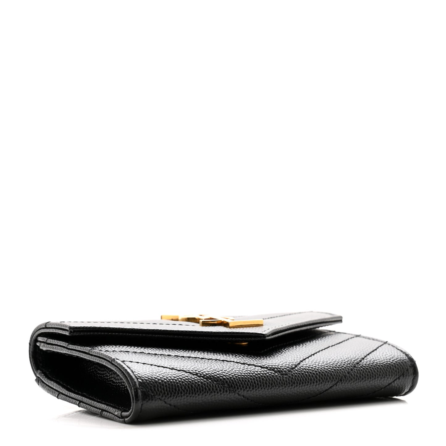 Grain De Poudre Matelasse Chevron Small Monogram Envelope Wallet Black