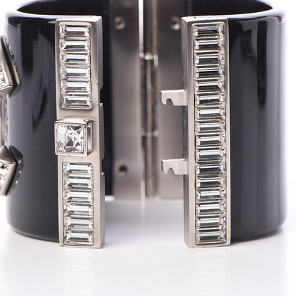 Chanel Resin Crystal Baguette CC Wide Cuff Black 5 of 7