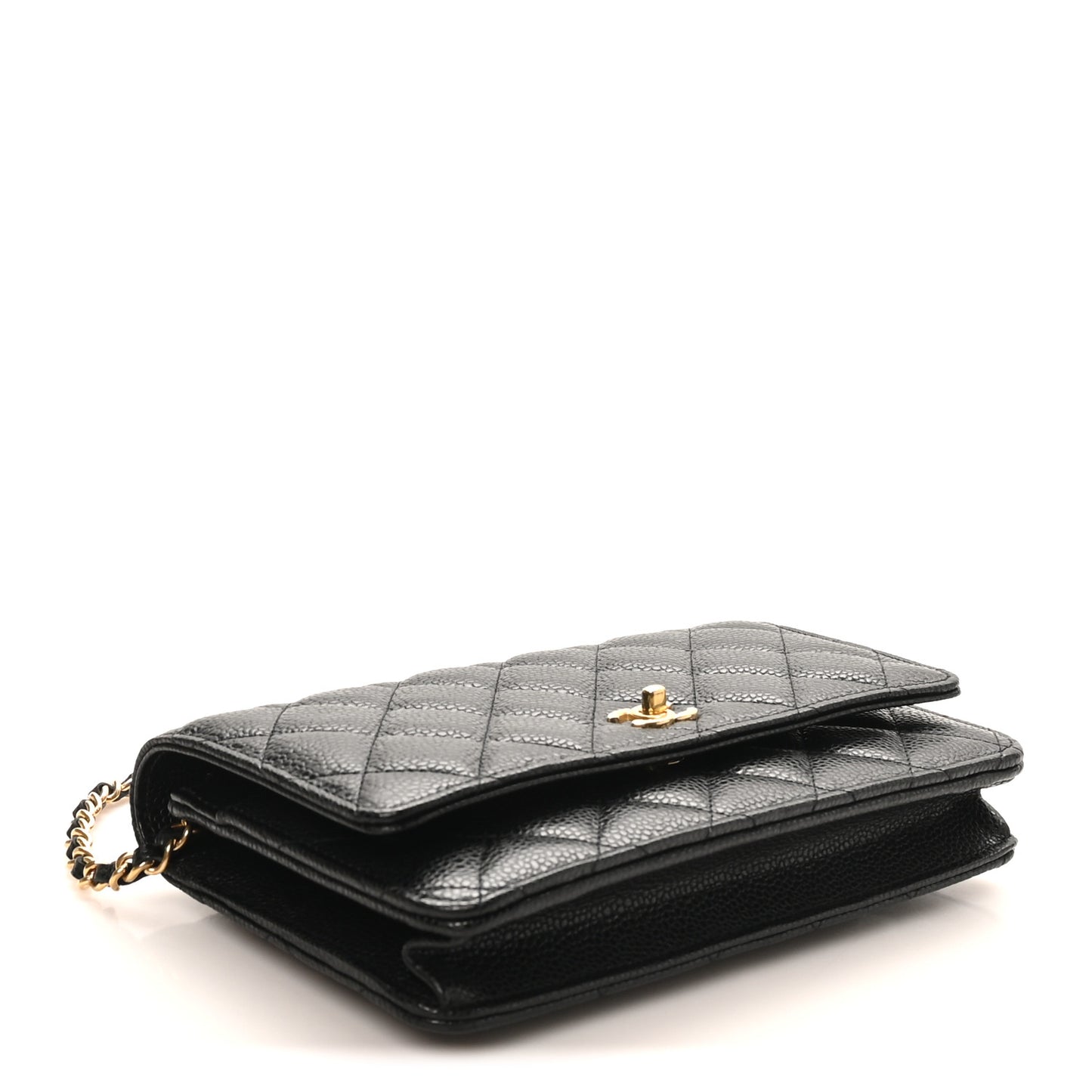 Caviar Quilted CC Turnlock Wallet On Chain WOC Black