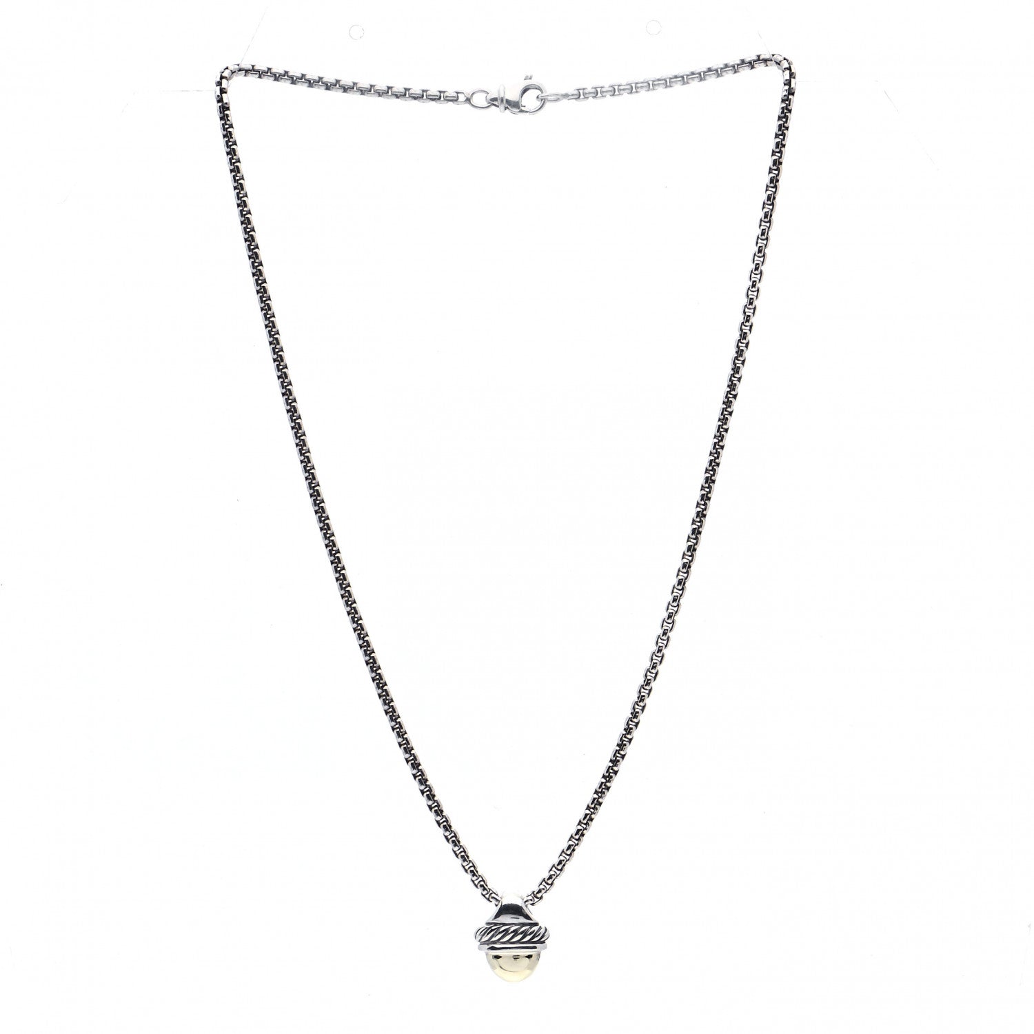 David Yurman Sterling Silver 14K Yellow Gold Acorn Pendant Necklace 3 of 5