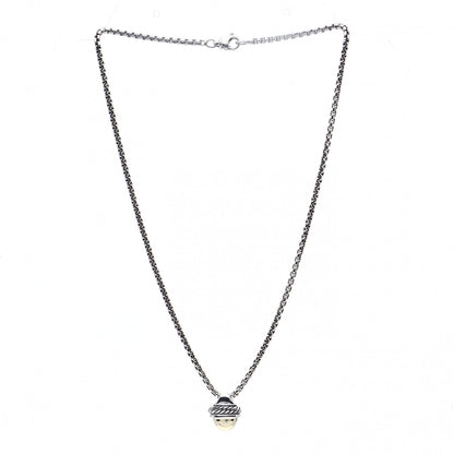 David Yurman Sterling Silver 14K Yellow Gold Acorn Pendant Necklace 3 of 5