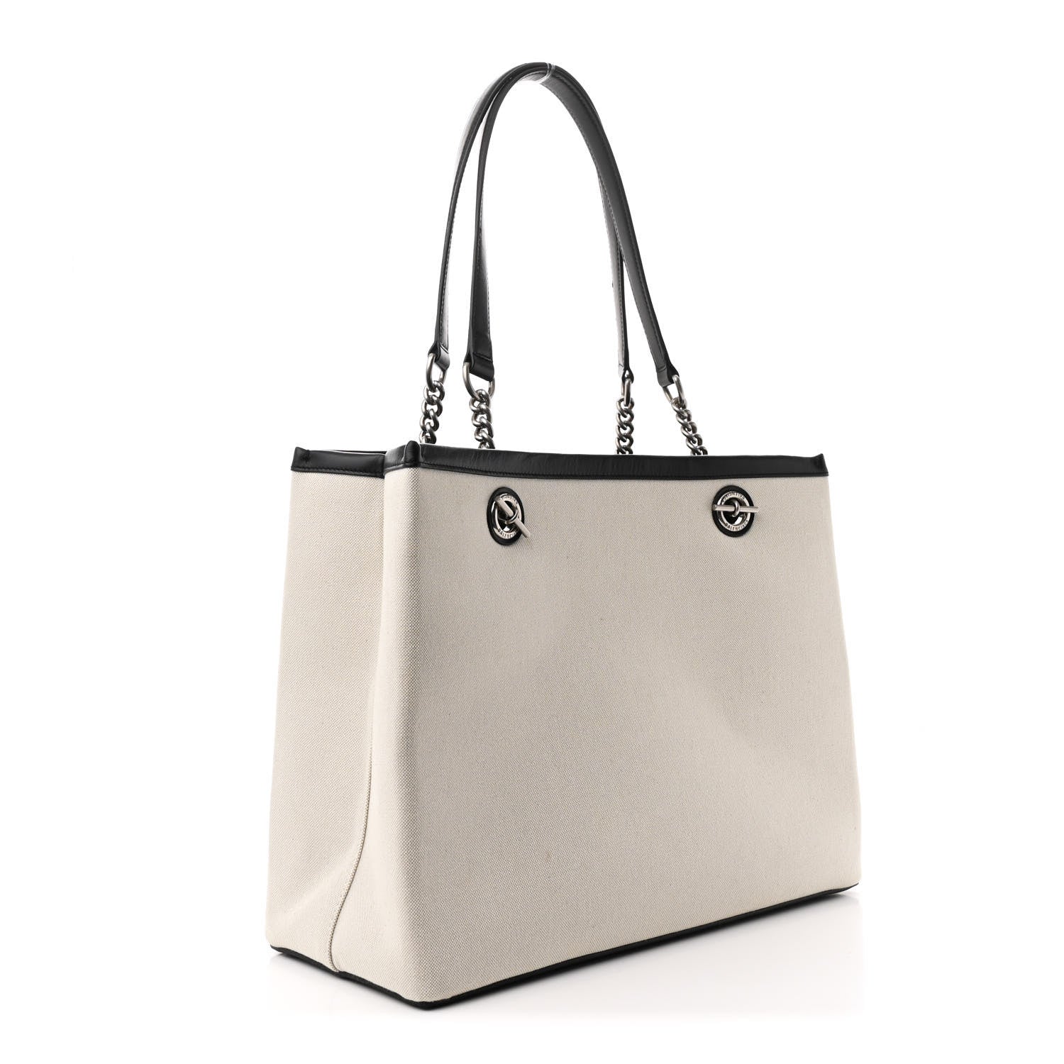Balenciaga Canvas Calfskin Duty Free Tote Bag Natural Black Natural Black 3 of 9