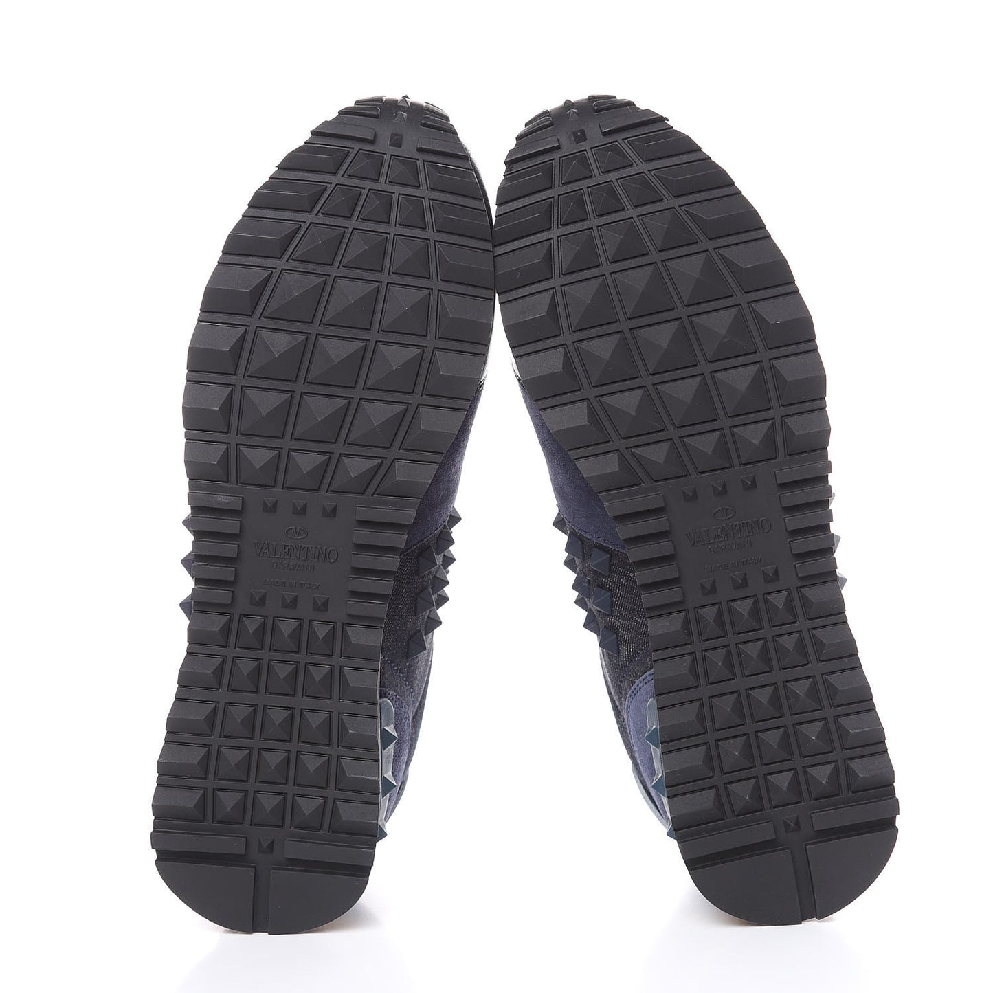 Denim Calfskin Suede Rockstud Sneakers 37.5 Deep Denim