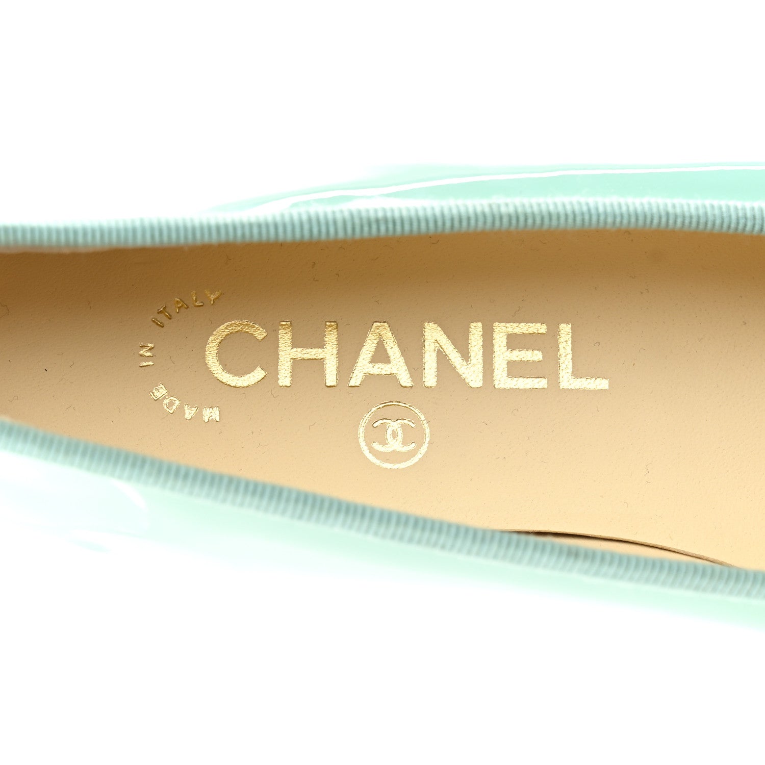 Chanel Patent Calfskin CC Cap Toe Ballerina Flats 36.5 Light Green 7 of 12