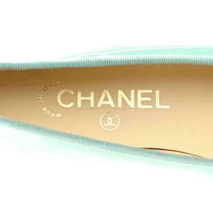 Chanel Patent Calfskin CC Cap Toe Ballerina Flats 36.5 Light Green 7 of 12