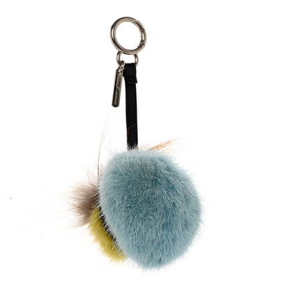 Fendi Mink Fox Fur QuTweet Softweet Bag Bug Charm Azzurro 2 of 5