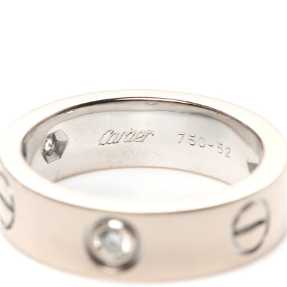 Cartier 18K White Gold 3 Diamond 5.5mm LOVE Ring 52 6 9 of 10