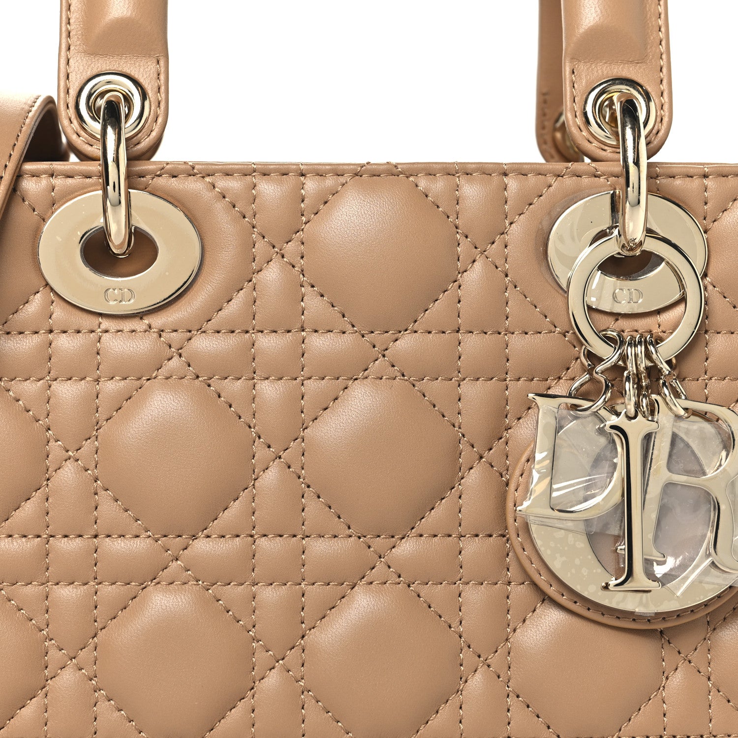 Christian Dior Lambskin Cannage Small Lady Dior Camel 7 of 10