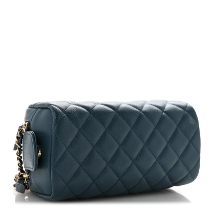 Chanel Caviar Quilted Toiletry Case With Chain Blue 4 of 8