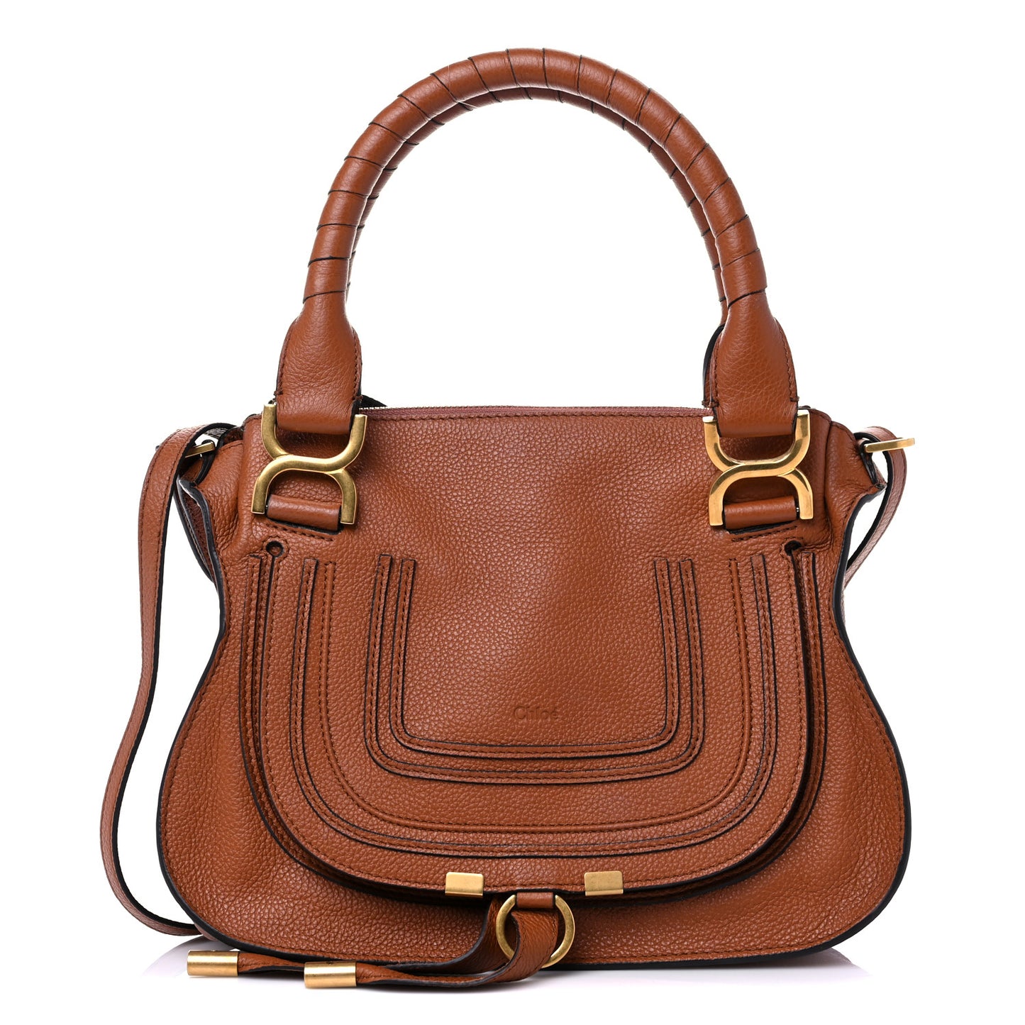 Calfskin Small Marcie Satchel Tan