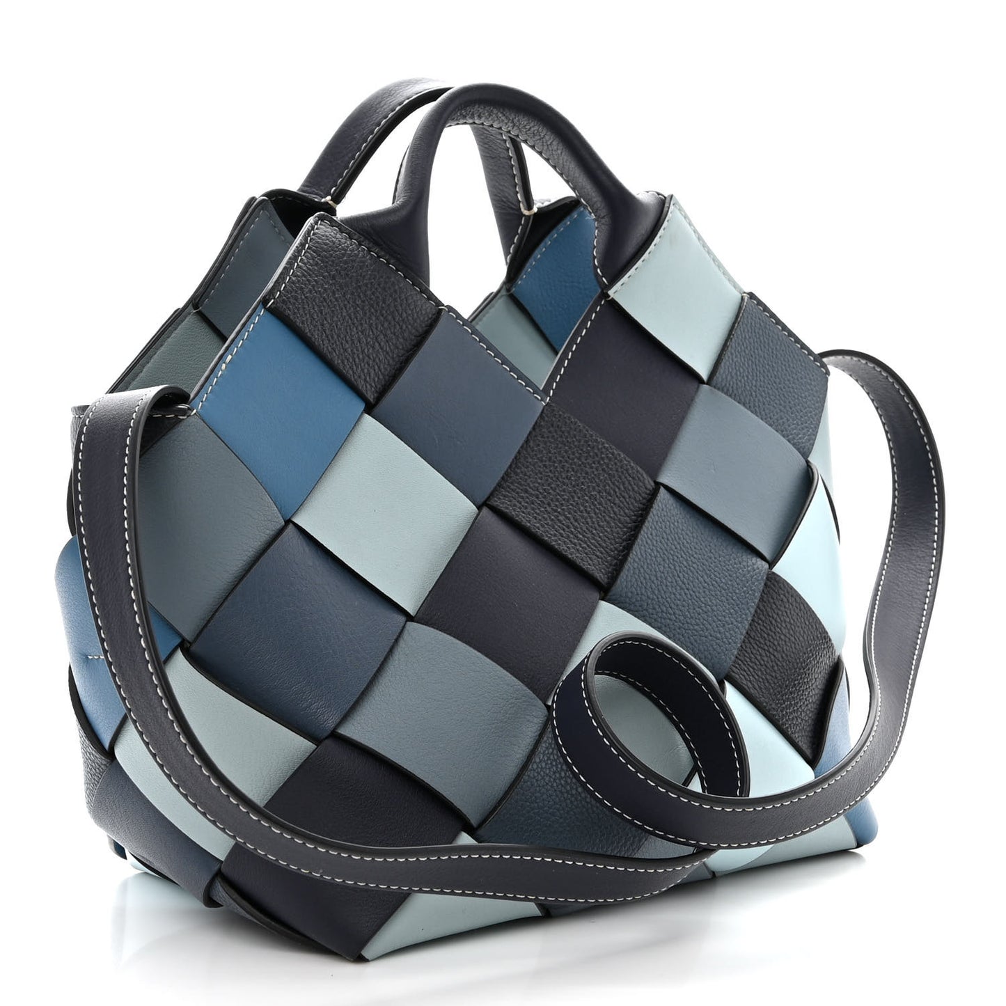 Calfskin Woven Small The Surplus Collection Basket Bag Steel Crystal