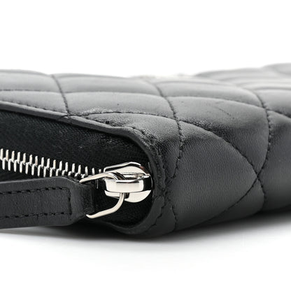 Chanel Lambskin Quilted Large Gusset Zip Around Wallet Black 12 of 18