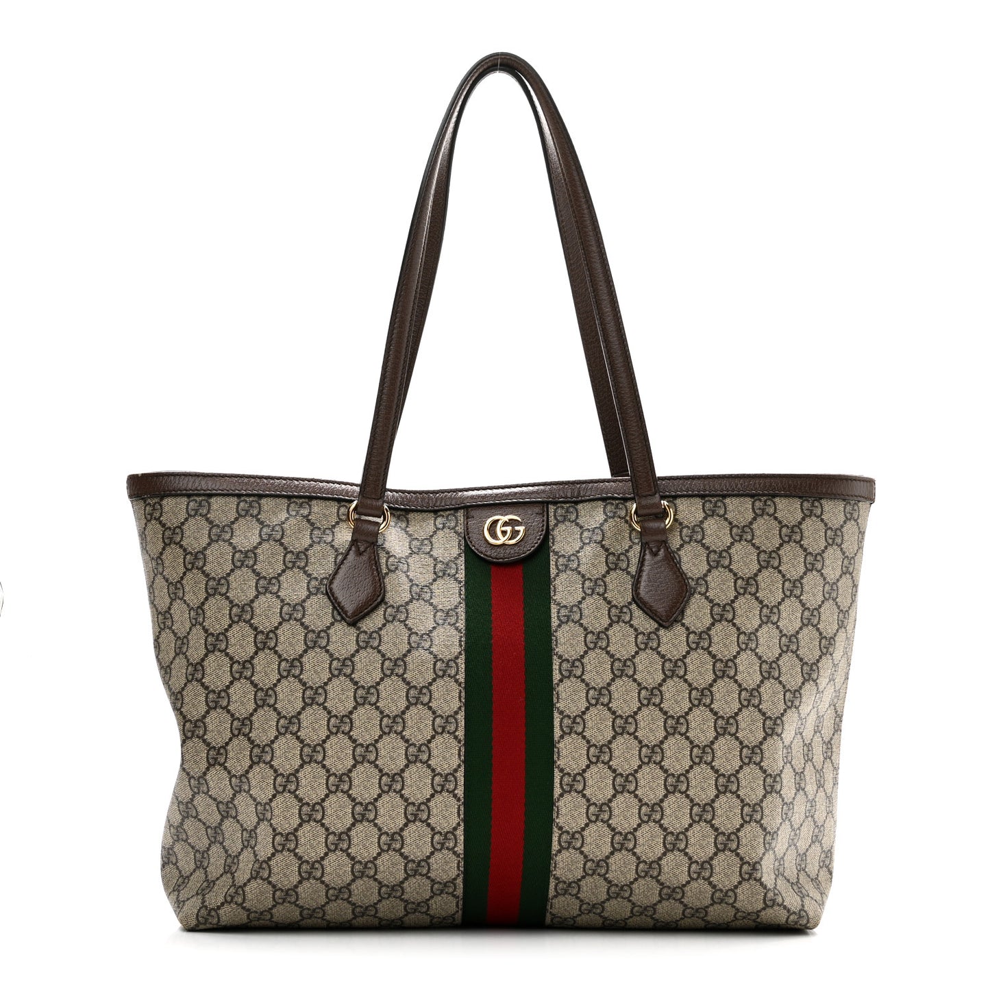 GG Supreme Monogram Medium Ophidia Shopping Tote Brown