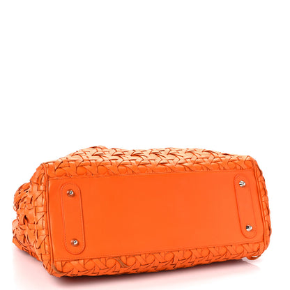 Christian Dior Lambskin Woven Lady Dior Avenue Tote Orange 3 of 13