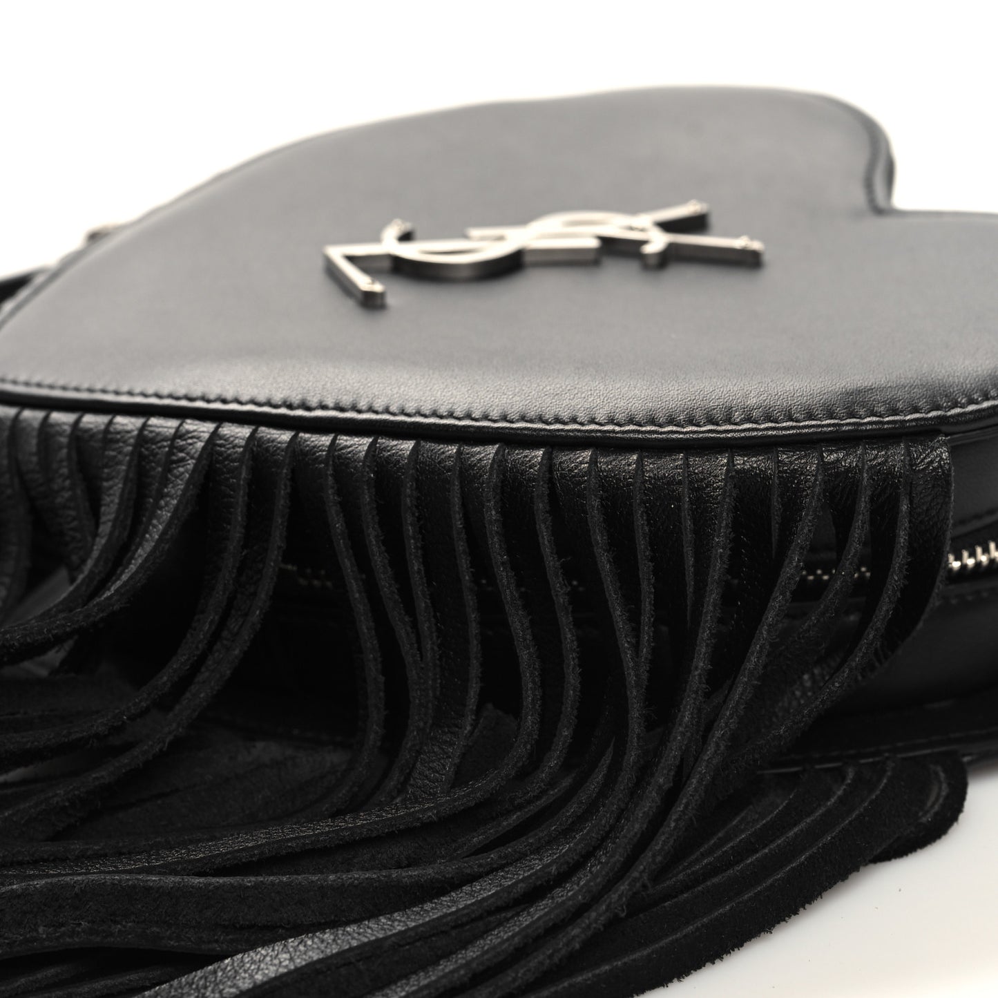 Calfskin Fringe Small Monogram Love Shoulder Bag Black