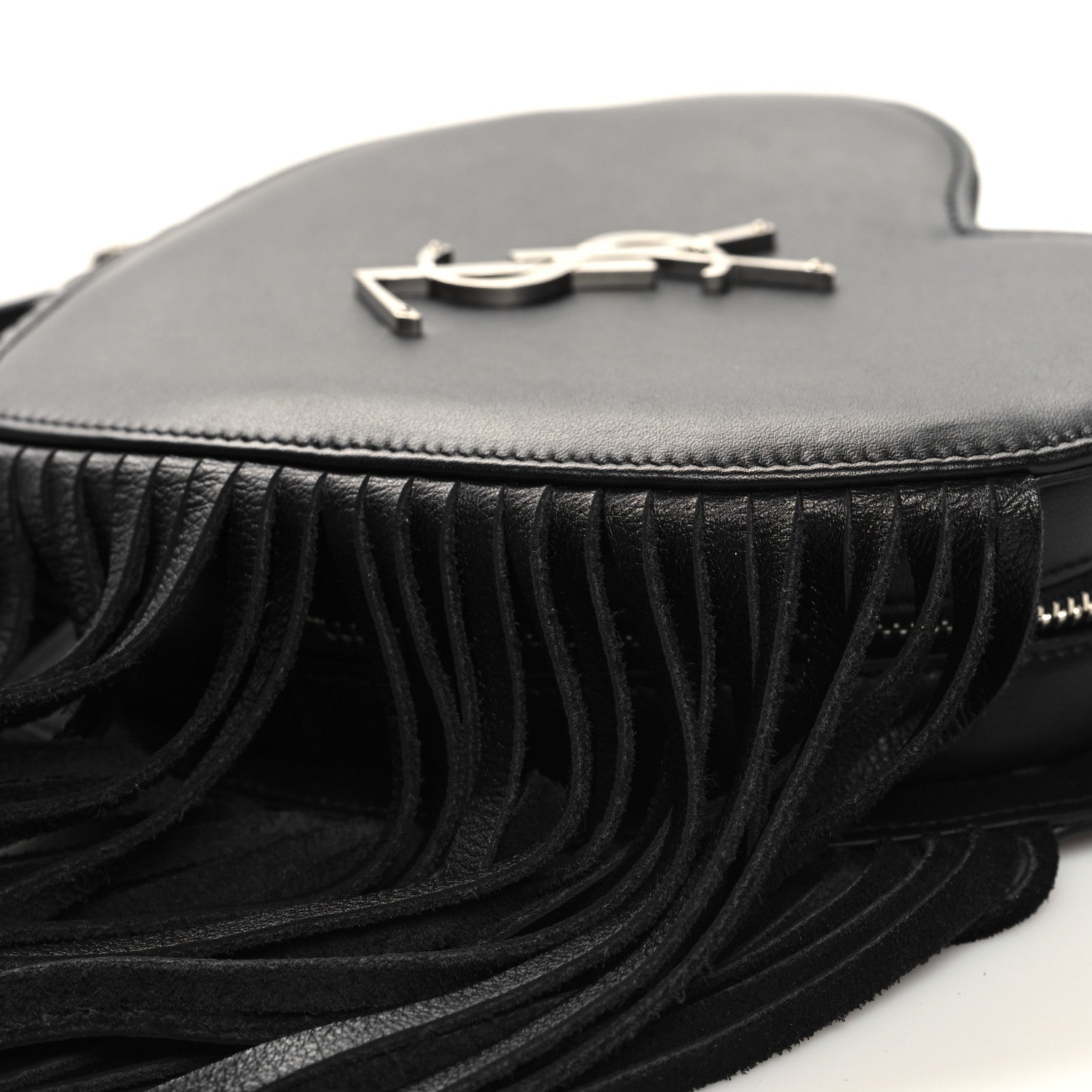 Saint Laurent Calfskin Fringe Small Monogram Love Shoulder Bag Black 10 of 10