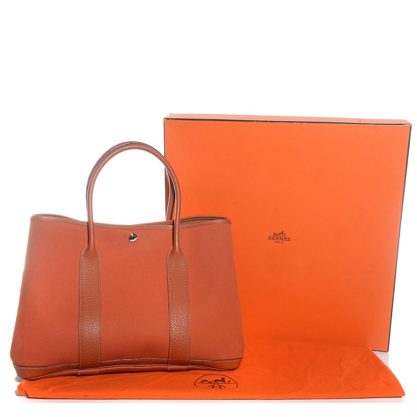 Toile Leather Garden Party Tote 36 MM Orange