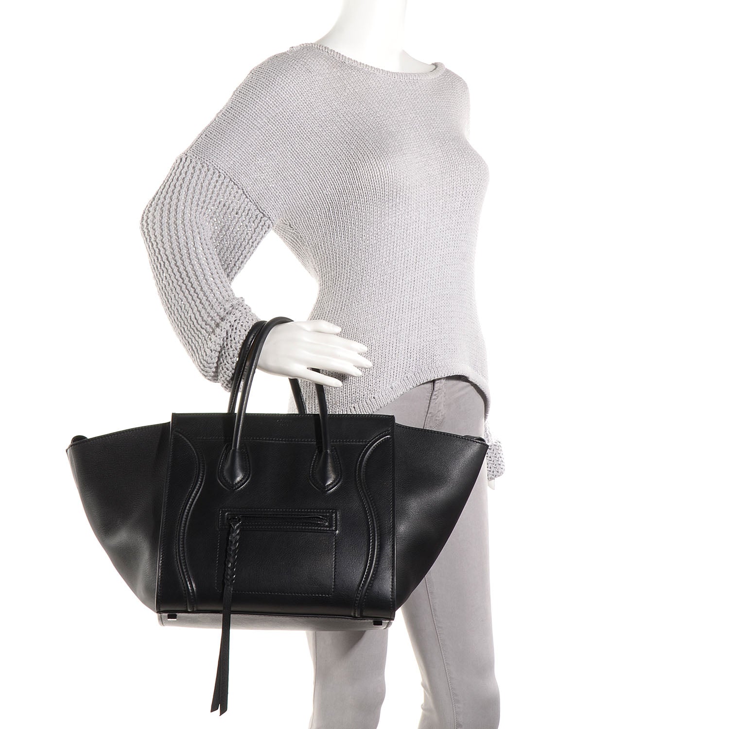 Celine Supple Calfskin Medium Phantom Luggage Black 2 of 9