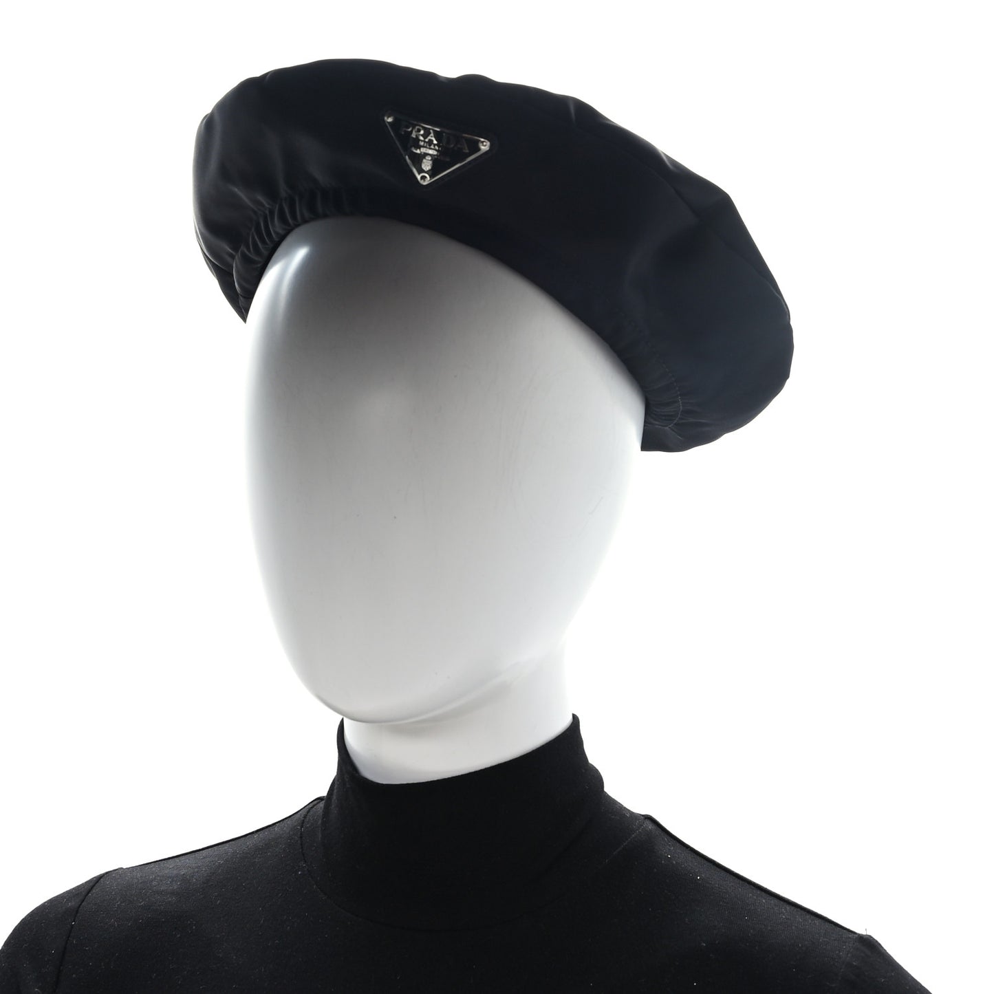 Re-Nylon Metal Triangle Logo Beret L Black