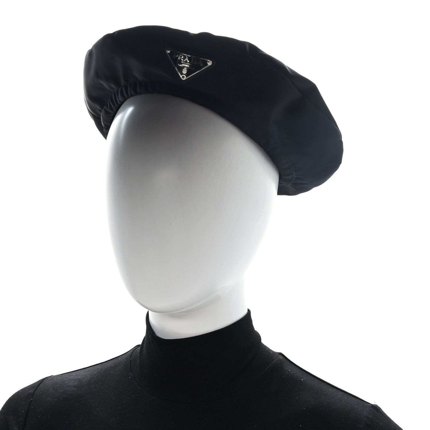 Prada Re-Nylon Metal Triangle Logo Beret L Black 2 of 8