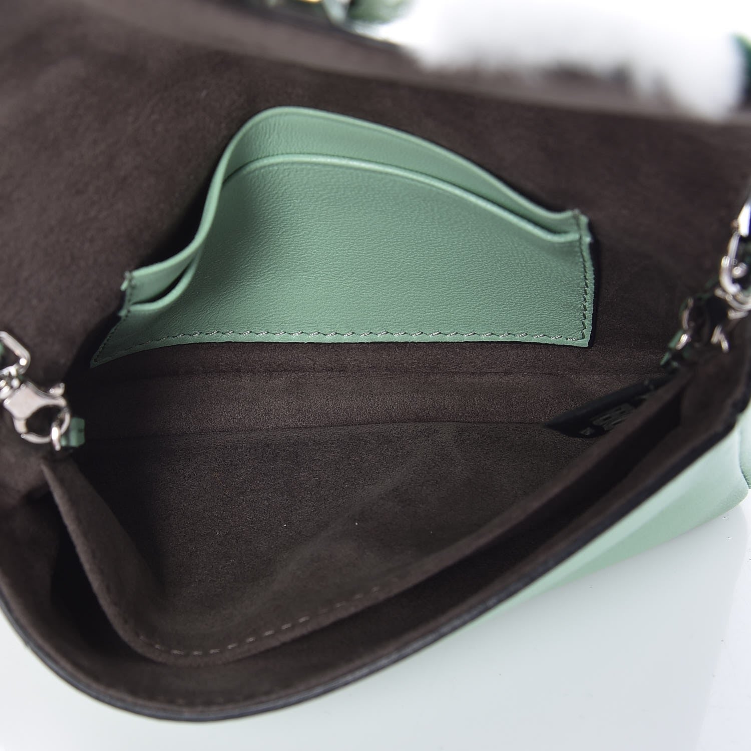 Fendi Nappa Rabbit Fox Fur Micro Buggie Baguette Verde Acqua 5 of 7