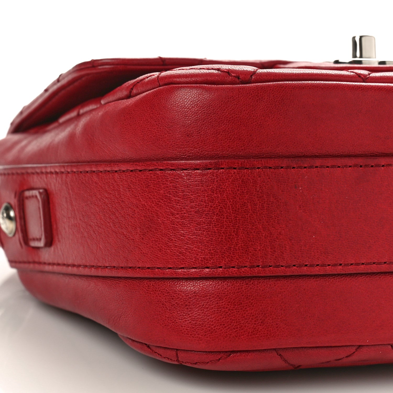 Chanel Lambskin Quilted Messenger Bag Red 8 of 12
