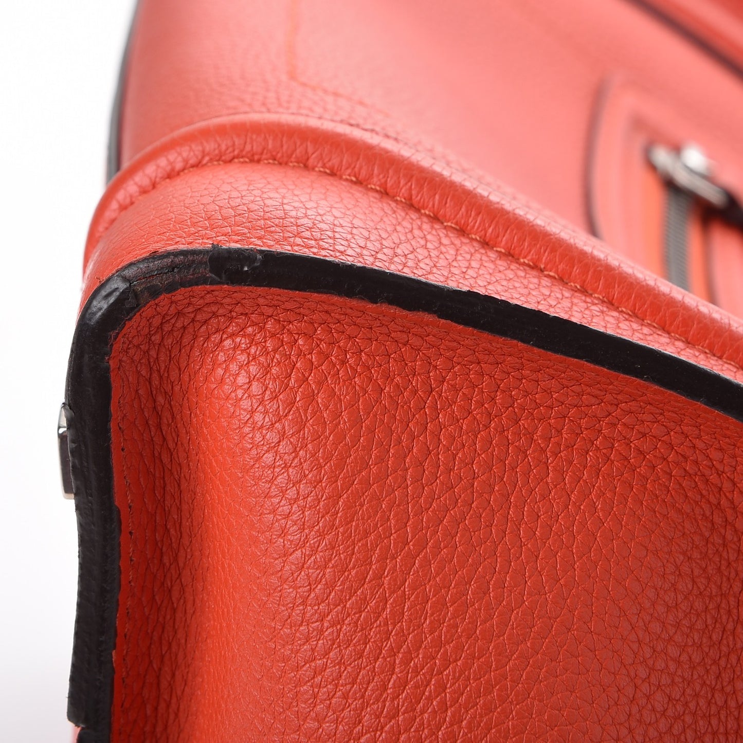 Drummed Calfskin Mini Luggage Vermillion