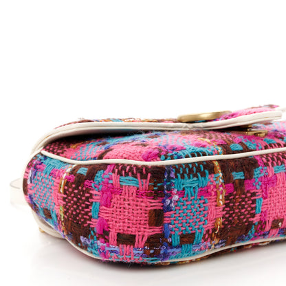 Gucci Tweed Calfskin Spicy Check Small GG Marmont Shoulder Bag Pink Multicolor Mystic White 10 of 11