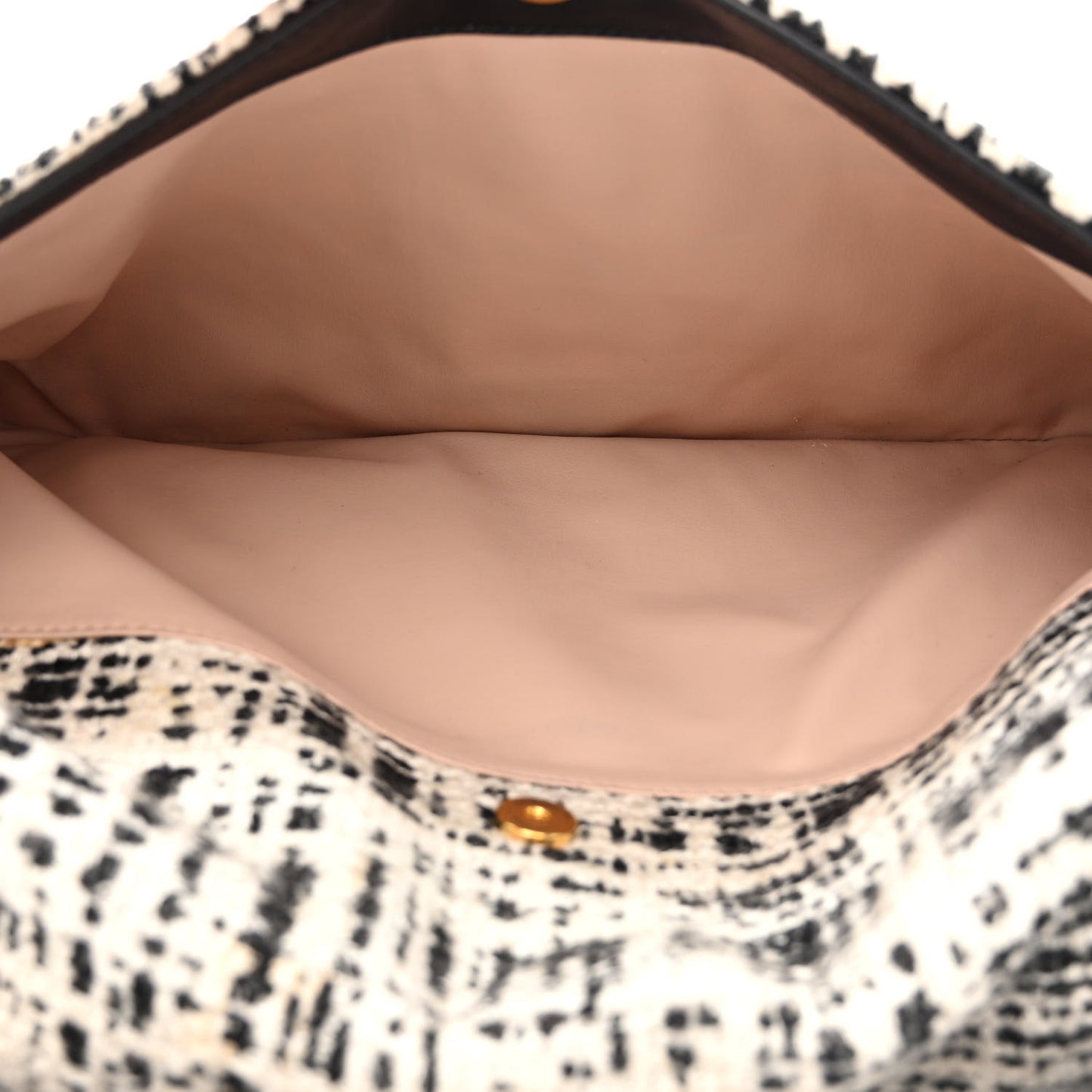 Tela Tweed Chain Shoulder Bag White Black