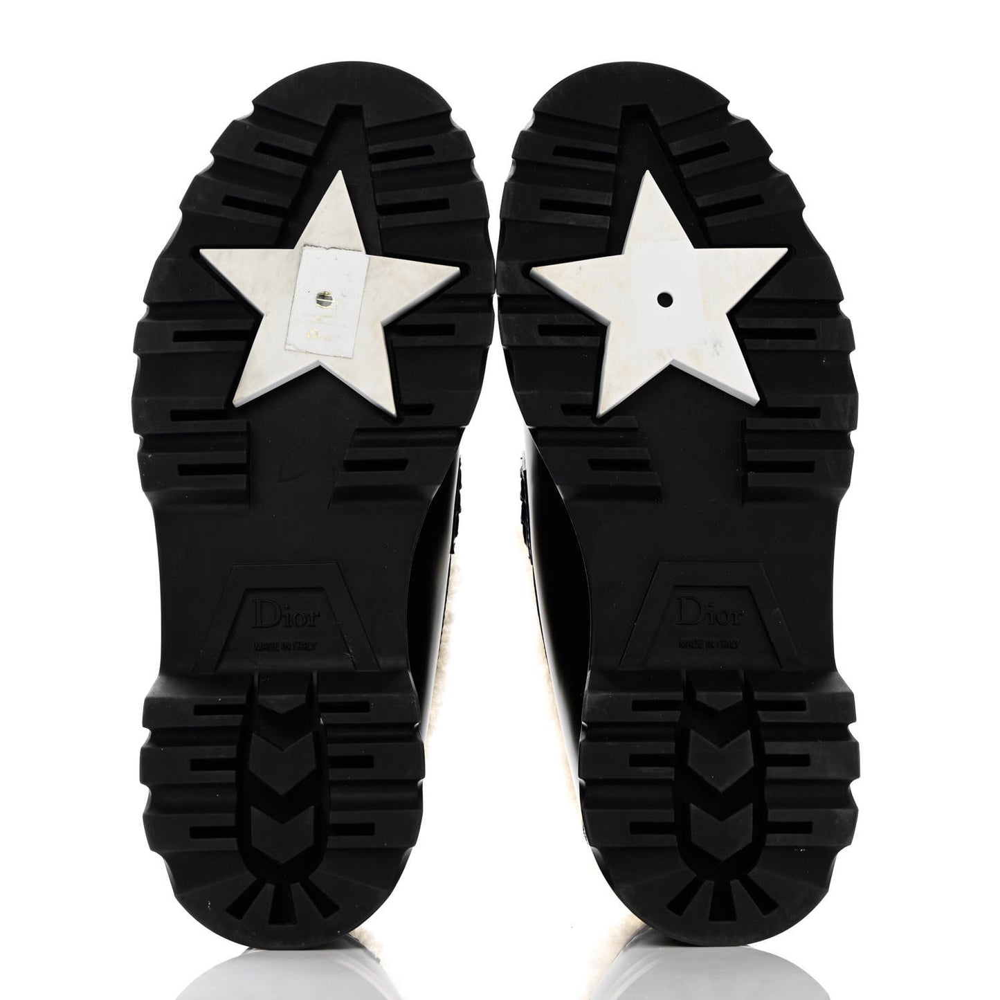 Brushed Calfskin Shearling Dior Code Lug Sole 15mm Loafers 36.5 Black Natural