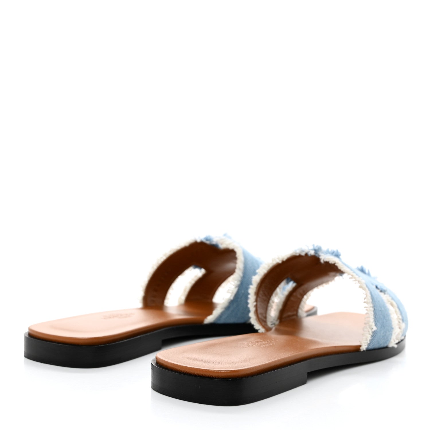 Hermes Denim Oran Fringe Sandals 37 Bleu Clair 4 of 9
