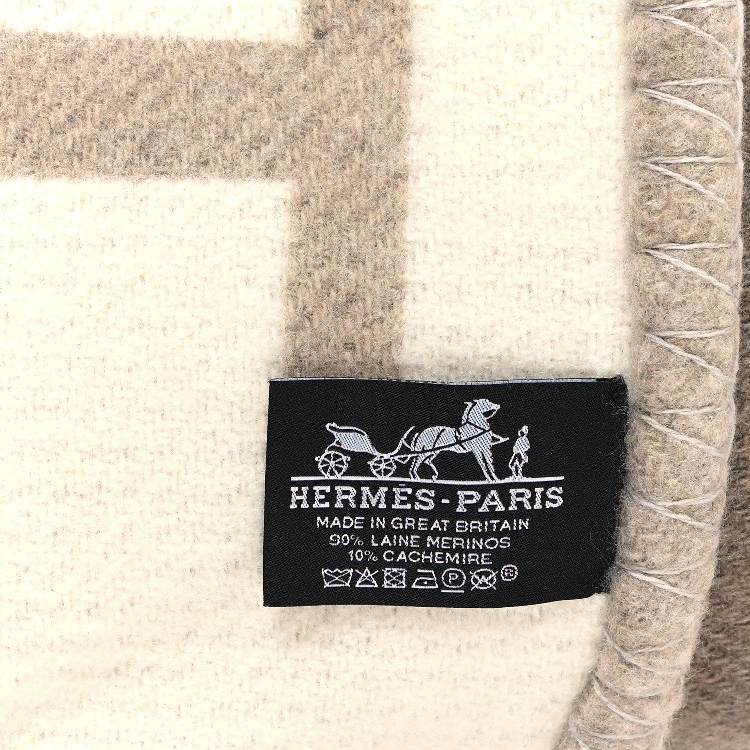 Hermes Wool Cashmere Avalon Vibration Blanket Ecru Natural 3 of 3