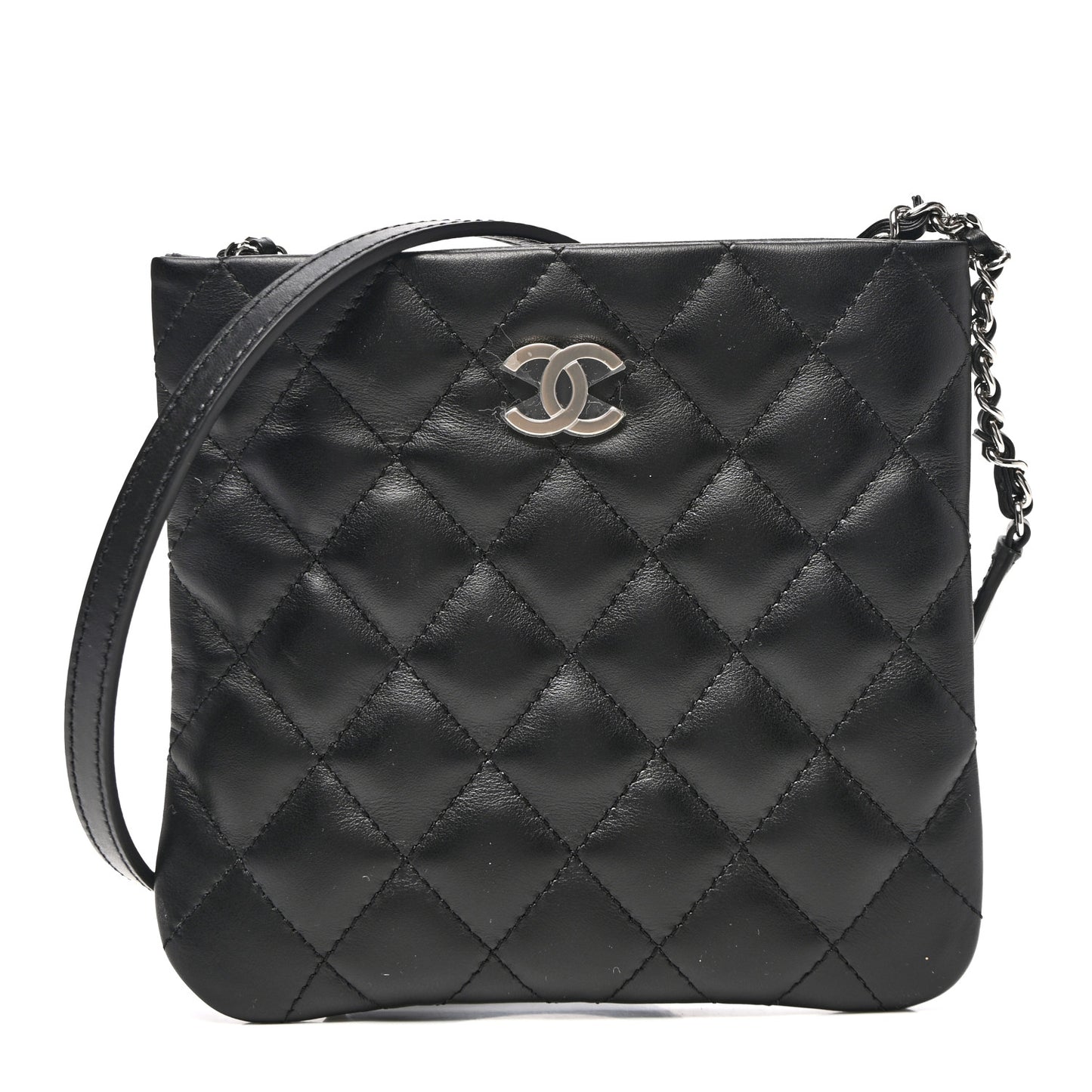 Lambskin Quilted Crossbody Bag Black