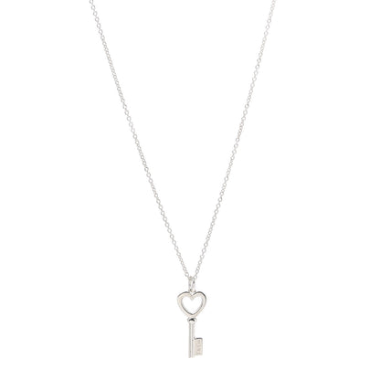 Tiffany Sterling Silver Mini Heart Key Pendant Necklace 1 of 5