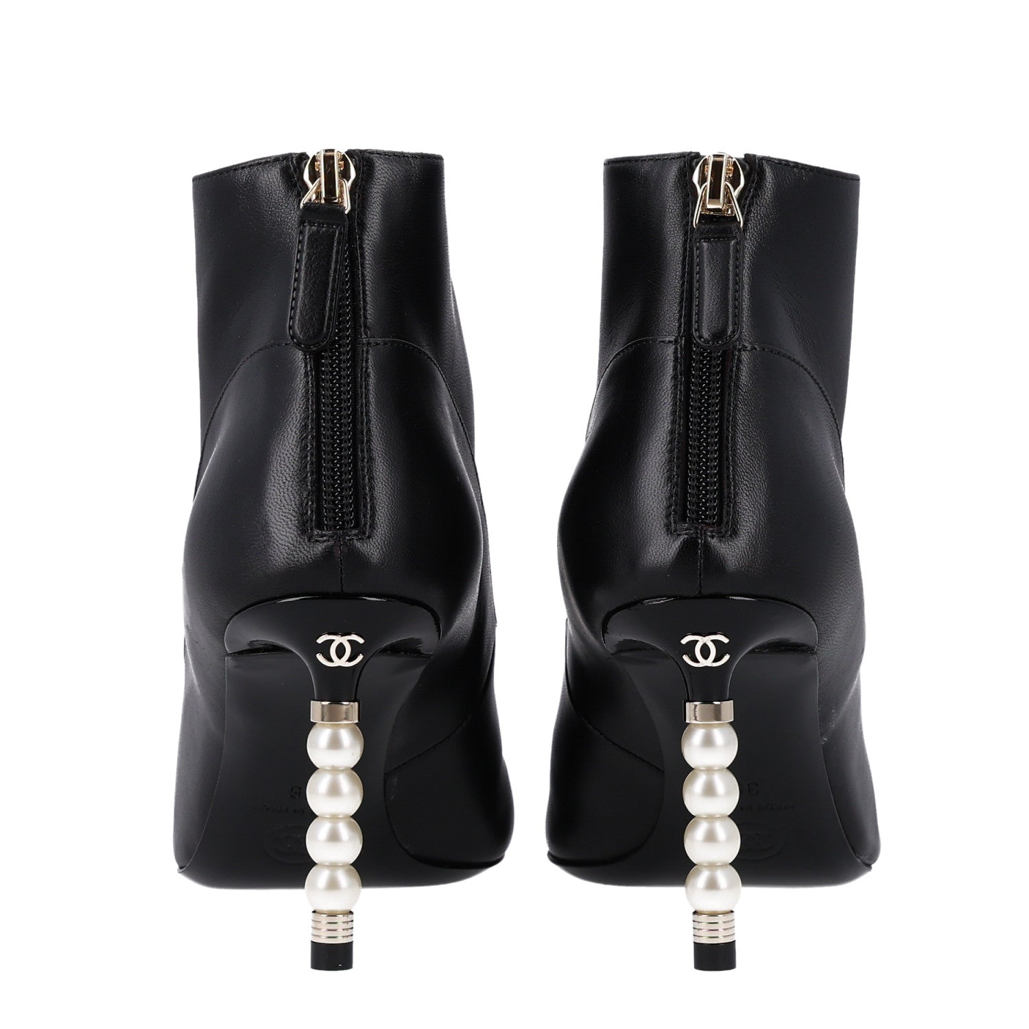 Chanel Lambskin Patent Calfskin Pearl Cap Toe Short Boots 36 Black 6 of 11