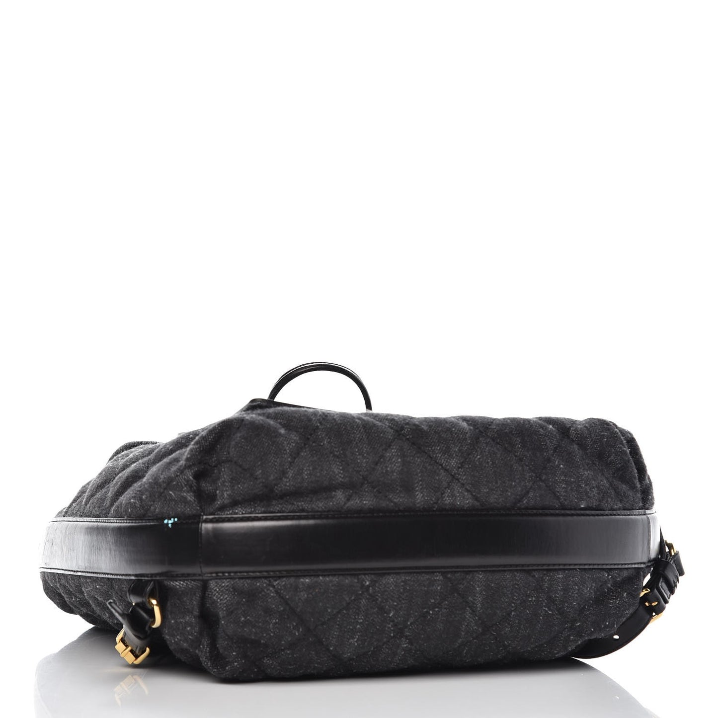 Denim Calfskin Quilted Backpack Dark Grey Black